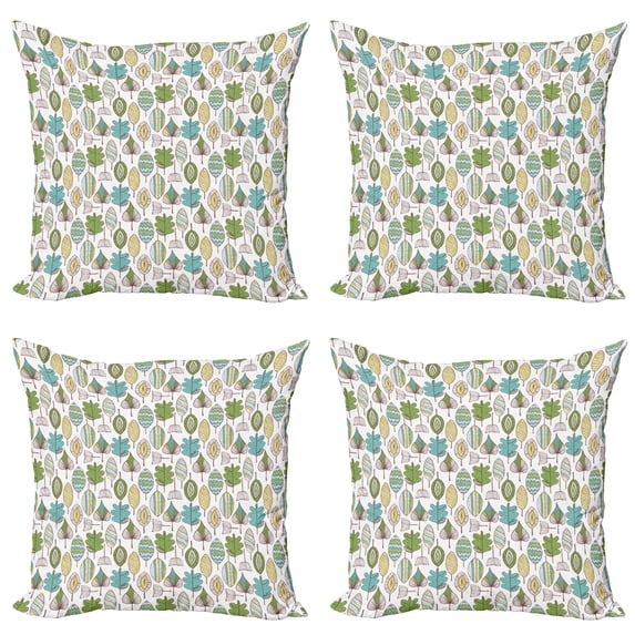 Ambesonne Floral Throw Pillow Cover 4 Pack, Doodle Dandelions Boho, 24", Multicolor