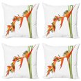 thumbnail image 1 of Ambesonne Floral Throw Pillow Cover 4 Pack, Exotic Flower Branch, 24", Green Orange, 1 of 6