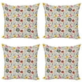 thumbnail image 1 of Ambesonne Floral Throw Pillow Cover 4 Pack, Flower Butterfly Pattern, 24", Multicolor, 1 of 2