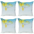 thumbnail image 1 of Ambesonne Floral Throw Pillow Cover 4 Pack, Flowers Bud Blossom Art, 18", Yellow Brown Blue, 1 of 7