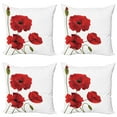 thumbnail image 1 of Ambesonne Floral Throw Pillow Cover 4 Pack, Flowers Petals and Buds, 18", Red Green, 1 of 7