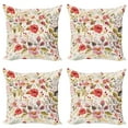 thumbnail image 1 of Ambesonne Floral Throw Pillow Cover 4 Pack, Flowers Roses Blooms, 20", Multicolor, 1 of 5