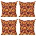 thumbnail image 1 of Ambesonne Floral Throw Pillow Cover 4 Pack, Flowers of Autumn Style Art, 18", Pale Orange Multicolor, 1 of 2