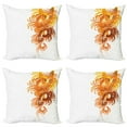 thumbnail image 1 of Ambesonne Floral Throw Pillow Cover 4 Pack, Fractal Flower Swirls Art, 20", Orange Yellow Cream, 1 of 7