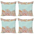 thumbnail image 1 of Ambesonne Floral Throw Pillow Cover 4 Pack, Hand Drawn Retro Paisley, 20", Multicolor, 1 of 7
