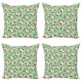 thumbnail image 1 of Ambesonne Floral Throw Pillow Cover 4 Pack, Hibiscus Blooming Bouquets, 16", Olive Green Seafoam Pink, 1 of 2