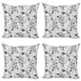 thumbnail image 1 of Ambesonne Floral Throw Pillow Cover 4 Pack, Leaves Twirls Swirls Bud, 18", Black and White, 1 of 2
