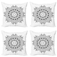 thumbnail image 1 of Ambesonne Floral Throw Pillow Cover 4 Pack, Mandala Black White, 16", Black White, 1 of 6