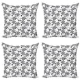 thumbnail image 1 of Ambesonne Floral Throw Pillow Cover 4 Pack, Monochrome Doodle Plants, 20", Black White, 1 of 2