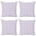 thumbnail image 1 of Ambesonne Floral Throw Pillow Cover 4 Pack, Monochrome Sketch Look Art, 24", Quartz and White, 1 of 2
