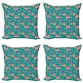thumbnail image 1 of Ambesonne Floral Throw Pillow Cover 4 Pack, Oriental Garden Art Motifs, 20", Multicolor, 1 of 2