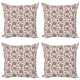 thumbnail image 1 of Ambesonne Floral Throw Pillow Cover 4 Pack, Ornamental Foliage Motif, 16", Warm Taupe Umber Blush, 1 of 2