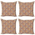 thumbnail image 1 of Ambesonne Floral Throw Pillow Cover 4 Pack, Paisley Leaf Pattern, 18", Multicolor, 1 of 2