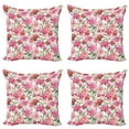 thumbnail image 1 of Ambesonne Floral Throw Pillow Cover 4 Pack, Peonies and Roses, 16", White Pink Blush, 1 of 7