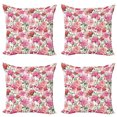 thumbnail image 1 of Ambesonne Floral Throw Pillow Cover 4 Pack, Peonies and Roses, 20", White Pink Blush, 1 of 7