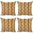 thumbnail image 1 of Ambesonne Floral Throw Pillow Cover 4 Pack, Red Flowers on Stripes, 24", Burgundy Yellow, 1 of 6