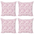 thumbnail image 1 of Ambesonne Floral Throw Pillow Cover 4 Pack, Retro Flowers Soft Tones, 24", Fuchsia Pale Pink, 1 of 2