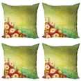 thumbnail image 1 of Ambesonne Floral Throw Pillow Cover 4 Pack, Romantic Flower Bouquet, 16", Yellow White, 1 of 5