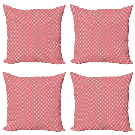 Ambesonne Floral Throw Pillow Cover 4 Pack, Romantic Tulip Flowers, 20", Purple Cream Pale Pink