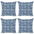 thumbnail image 1 of Ambesonne Floral Throw Pillow Cover 4 Pack, Sketch of Chrysanthemums, 24", Blue Grey Slate Blue, 1 of 2