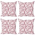 thumbnail image 1 of Ambesonne Floral Throw Pillow Cover 4 Pack, Sketchy Leaves Petals, 18", Maroon Coral and White, 1 of 2