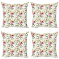 thumbnail image 1 of Ambesonne Floral Throw Pillow Cover 4 Pack, Spring Flowers Pastel, 20", Pink Purple Green, 1 of 6