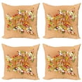 thumbnail image 1 of Ambesonne Floral Throw Pillow Cover 4 Pack, Summer Sale Banner Art, 18", Orange Red and White, 1 of 7