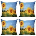 thumbnail image 1 of Ambesonne Floral Throw Pillow Cover 4 Pack, Sunflowers on the Wall, 16", Yellow Green, 1 of 5