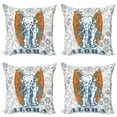 thumbnail image 1 of Ambesonne Floral Throw Pillow Cover 4 Pack, Surfboard and, 20", Slate Blue Pale Grey, 1 of 2