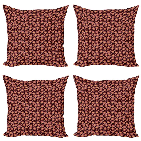 Ambesonne Floral Throw Pillow Cover 4 Pack, Vintage Flowers Leaves Art, 20", Coral Charcoal Grey