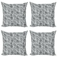 thumbnail image 1 of Ambesonne Floral Throw Pillow Cover 4 Pack, Vintage Grey Poppy Flowers, 20", Grey Pale Grey and Black, 1 of 2