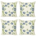 thumbnail image 1 of Ambesonne Floral Throw Pillow Cover 4 Pack, Vintage Roses Framework, 16", Blue Green Cream, 1 of 6