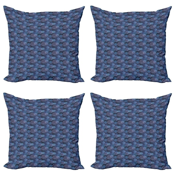 Ambesonne Floral Throw Pillow Cover 4 Pack, Vintage Silhouette Petal, 24", Multicolor
