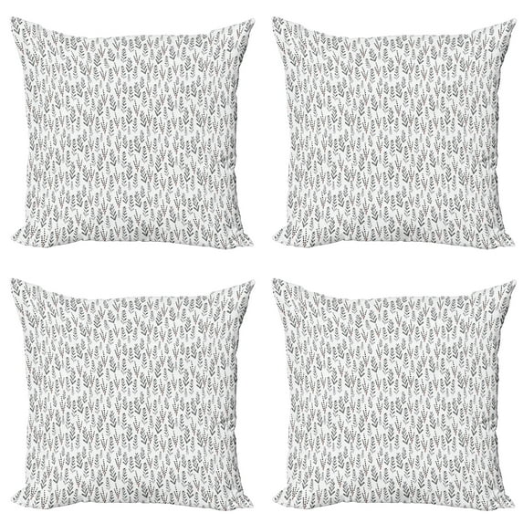 Ambesonne Floral Throw Pillow Cover 4 Pack, Watercolor Branches, 20", Dried Rose Black