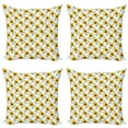 thumbnail image 1 of Ambesonne Floral Throw Pillow Cover 4 Pack, Watercolor Poppy Blossoms, 24", Earth Yellow White, 1 of 2