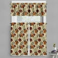 thumbnail image 1 of Ambesonne Floral Valance & Curtain 3 Pcs Set, Vintage Farmhouse Flowers, 55"x45", Maroon Amber Grey Yellow, 1 of 7