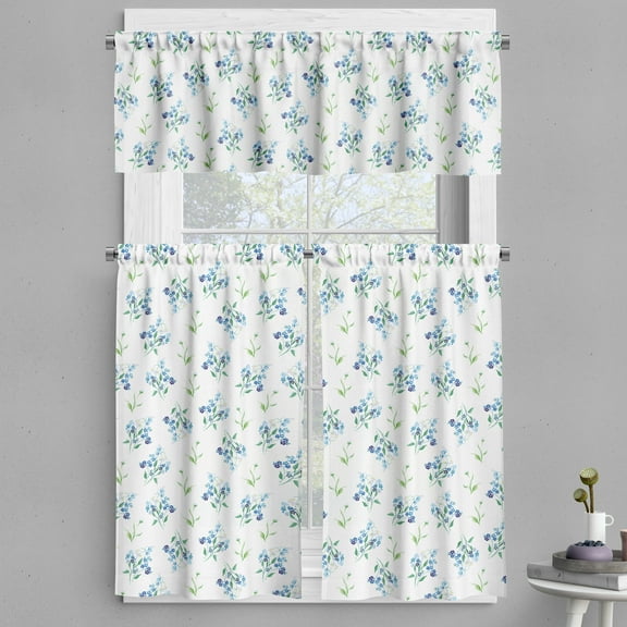 Ambesonne Floral Valance & Curtain, Flowers Forget Me Nots Art, 55"x30", Pale Sky Blue Multicolor