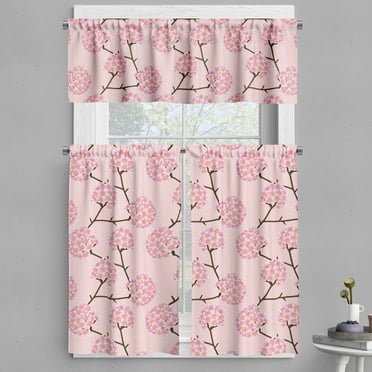 Ambesonne Floral Valance & Curtain, Hydrangea Flowers, 55"x24", Rose Multicolor