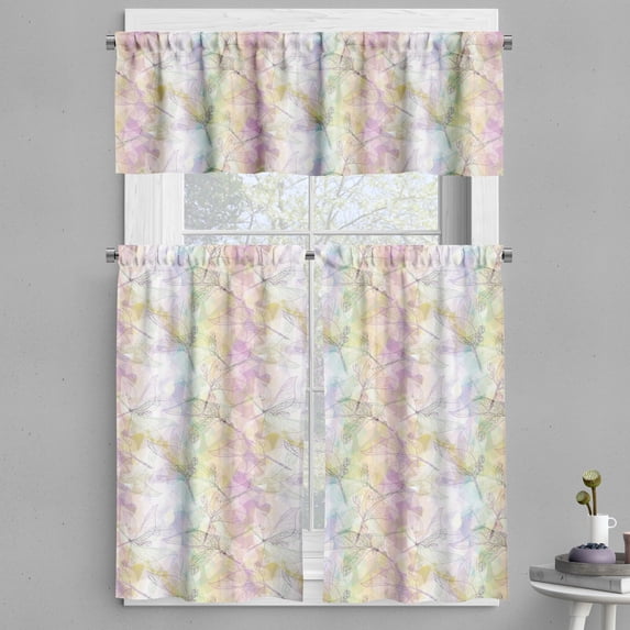 Ambesonne Floral Valance & Curtain, Lobed Leaves Silhouettes, 55"x24", Multicolor