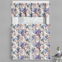 Ambesonne Floral Valance & Curtain, Pastel Summer Feels Roses, 55"x30", Lavender Blue and Blush