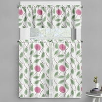 Ambesonne Floral Valance & Curtain, Spiraling Roses with Leaves, 55"x45", Reseda Green Pink White