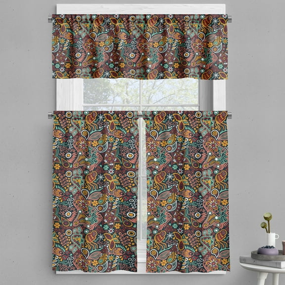 Ambesonne Floral Valance & Curtain, Spring Blossoms Design, 55"x30", Multicolor