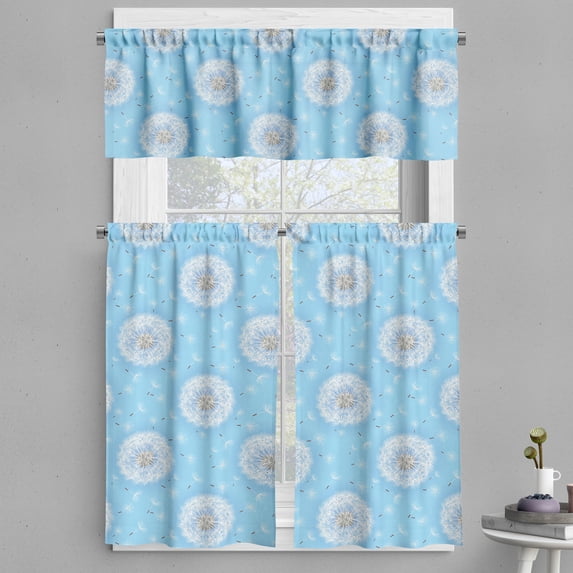 Ambesonne Floral Valance & Curtain, Spring Romantic Design, 55"x45", Sky Blue White