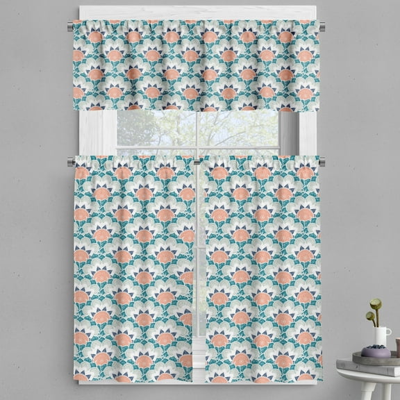 Ambesonne Floral Valance & Curtain, Turkish Boho Pattern, 55"x36", Multicolor