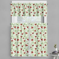 Ambesonne Floral Valance & Curtain, Twiggy Poppy Flowers, 55"x30", Vermilion and Green