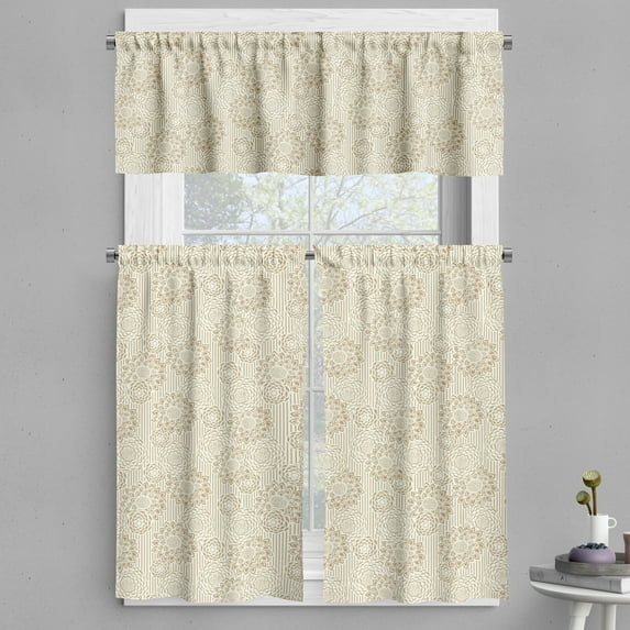 Ambesonne Floral Valance & Curtain, Warm Colored Paisley, 55"x24", Cream Tan