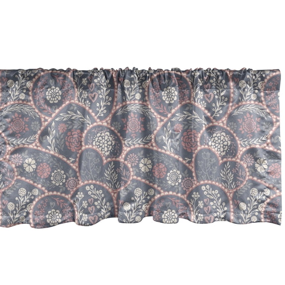 Ambesonne Floral Valance Pack of 2, Abstract Flowers Muted Tones, 54"X12", Purpleblue Pale Salmon
