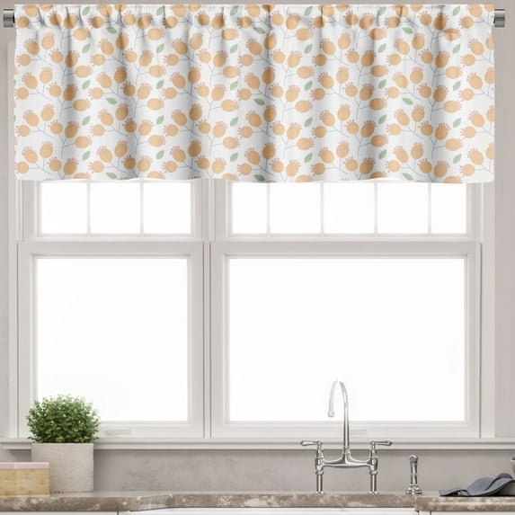 Ambesonne Floral Valance Pack of 2, Abstract Modern Motifs Art, 54"X12", Peach Pale Almond Green