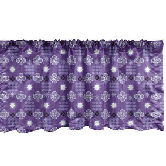 Ambesonne Floral Valance Pack of 2, Asian Water Flower Print Art, 54"X18", Blue Violet and Off White