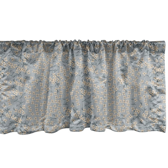 Ambesonne Floral Valance Pack of 2, Basic Flower Leaves Branches, 54"X18", Dimgray Multicolor